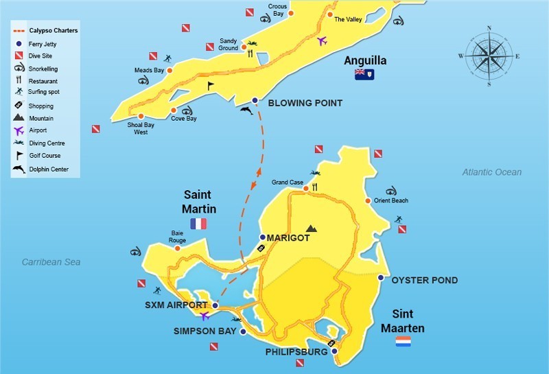 Calypso charters route map