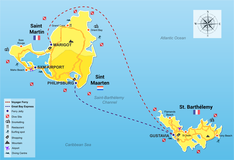 Saint Martin to St Barthélemy - All Routes